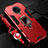 Silicone Matte Finish and Plastic Back Cover Case with Magnetic Finger Ring Stand R01 for Xiaomi Poco F2 Pro Red