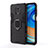 Silicone Matte Finish and Plastic Back Cover Case with Magnetic Finger Ring Stand R01 for Xiaomi Redmi Note 9S Black