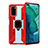Silicone Matte Finish and Plastic Back Cover Case with Magnetic Finger Ring Stand R02 for Huawei Honor V30 Pro 5G Red