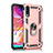 Silicone Matte Finish and Plastic Back Cover Case with Magnetic Finger Ring Stand R02 for Samsung Galaxy A70S