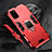 Silicone Matte Finish and Plastic Back Cover Case with Magnetic Finger Ring Stand R02 for Samsung Galaxy S20 Plus