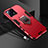 Silicone Matte Finish and Plastic Back Cover Case with Magnetic Finger Ring Stand R02 for Xiaomi Mi 13 5G Red