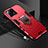 Silicone Matte Finish and Plastic Back Cover Case with Magnetic Finger Ring Stand R02 for Xiaomi Mi 13 Pro 5G Red