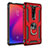 Silicone Matte Finish and Plastic Back Cover Case with Magnetic Finger Ring Stand R02 for Xiaomi Mi 9T Pro Red