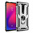 Silicone Matte Finish and Plastic Back Cover Case with Magnetic Finger Ring Stand R02 for Xiaomi Mi 9T Silver