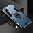 Silicone Matte Finish and Plastic Back Cover Case with Magnetic Finger Ring Stand R02 for Xiaomi Poco X3 GT 5G Blue