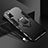 Silicone Matte Finish and Plastic Back Cover Case with Magnetic Finger Ring Stand R02 for Xiaomi Redmi Note 10 Pro 5G Black