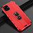 Silicone Matte Finish and Plastic Back Cover Case with Magnetic Finger Ring Stand R03 for Apple iPhone 11 Red