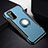 Silicone Matte Finish and Plastic Back Cover Case with Magnetic Finger Ring Stand R03 for Huawei Honor V30 5G Blue