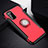 Silicone Matte Finish and Plastic Back Cover Case with Magnetic Finger Ring Stand R03 for Huawei Honor V30 5G Red