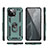 Silicone Matte Finish and Plastic Back Cover Case with Magnetic Finger Ring Stand R03 for Xiaomi Mi 11 Lite 5G NE Green