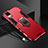 Silicone Matte Finish and Plastic Back Cover Case with Magnetic Finger Ring Stand R03 for Xiaomi Redmi K40S 5G Red