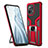 Silicone Matte Finish and Plastic Back Cover Case with Magnetic Finger Ring Stand R04 for Xiaomi Mi 11 5G Red