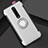 Silicone Matte Finish and Plastic Back Cover Case with Magnetic Finger Ring Stand R04 for Xiaomi Mi 9T Pro Silver