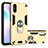 Silicone Matte Finish and Plastic Back Cover Case with Magnetic Finger Ring Stand R04 for Xiaomi Redmi 9A