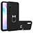 Silicone Matte Finish and Plastic Back Cover Case with Magnetic Finger Ring Stand R04 for Xiaomi Redmi 9A