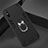 Silicone Matte Finish and Plastic Back Cover Case with Magnetic Finger Ring Stand R04 for Xiaomi Redmi 9A Black