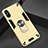 Silicone Matte Finish and Plastic Back Cover Case with Magnetic Finger Ring Stand R04 for Xiaomi Redmi 9A Gold