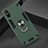 Silicone Matte Finish and Plastic Back Cover Case with Magnetic Finger Ring Stand R04 for Xiaomi Redmi 9A Midnight Green