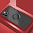 Silicone Matte Finish and Plastic Back Cover Case with Magnetic Finger Ring Stand R05 for Apple iPhone 11 Pro Max Red