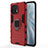 Silicone Matte Finish and Plastic Back Cover Case with Magnetic Finger Ring Stand R06 for Xiaomi Mi 11 Lite 5G Red