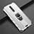 Silicone Matte Finish and Plastic Back Cover Case with Magnetic Finger Ring Stand R07 for Xiaomi Mi 9T Silver