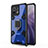 Silicone Matte Finish and Plastic Back Cover Case with Magnetic Finger Ring Stand R08 for Xiaomi Mi 11 5G Blue