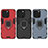 Silicone Matte Finish and Plastic Back Cover Case with Magnetic Finger Ring Stand S01 for Apple iPhone 13 Pro