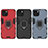 Silicone Matte Finish and Plastic Back Cover Case with Magnetic Finger Ring Stand S01 for Apple iPhone 15