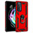 Silicone Matte Finish and Plastic Back Cover Case with Magnetic Finger Ring Stand S01 for Motorola Moto Edge 20 5G