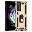 Silicone Matte Finish and Plastic Back Cover Case with Magnetic Finger Ring Stand S01 for Motorola Moto Edge 20 5G Gold