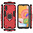 Silicone Matte Finish and Plastic Back Cover Case with Magnetic Finger Ring Stand S01 for Samsung Galaxy A01 SM-A015