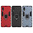 Silicone Matte Finish and Plastic Back Cover Case with Magnetic Finger Ring Stand S01 for Samsung Galaxy A02