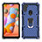 Silicone Matte Finish and Plastic Back Cover Case with Magnetic Finger Ring Stand S01 for Samsung Galaxy A11 Blue