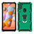 Silicone Matte Finish and Plastic Back Cover Case with Magnetic Finger Ring Stand S01 for Samsung Galaxy A11 Green