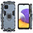 Silicone Matte Finish and Plastic Back Cover Case with Magnetic Finger Ring Stand S01 for Samsung Galaxy A22 5G