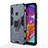 Silicone Matte Finish and Plastic Back Cover Case with Magnetic Finger Ring Stand S01 for Samsung Galaxy A70E