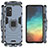 Silicone Matte Finish and Plastic Back Cover Case with Magnetic Finger Ring Stand S01 for Samsung Galaxy A82 5G