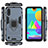 Silicone Matte Finish and Plastic Back Cover Case with Magnetic Finger Ring Stand S01 for Samsung Galaxy M01