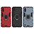 Silicone Matte Finish and Plastic Back Cover Case with Magnetic Finger Ring Stand S01 for Samsung Galaxy M01