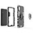 Silicone Matte Finish and Plastic Back Cover Case with Magnetic Finger Ring Stand S01 for Samsung Galaxy M02