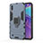 Silicone Matte Finish and Plastic Back Cover Case with Magnetic Finger Ring Stand S01 for Samsung Galaxy M10