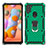 Silicone Matte Finish and Plastic Back Cover Case with Magnetic Finger Ring Stand S01 for Samsung Galaxy M11 Green
