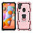 Silicone Matte Finish and Plastic Back Cover Case with Magnetic Finger Ring Stand S01 for Samsung Galaxy M11 Rose Gold
