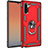 Silicone Matte Finish and Plastic Back Cover Case with Magnetic Finger Ring Stand S01 for Samsung Galaxy Note 10 Red