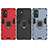 Silicone Matte Finish and Plastic Back Cover Case with Magnetic Finger Ring Stand S01 for Samsung Galaxy Quantum2 5G