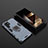 Silicone Matte Finish and Plastic Back Cover Case with Magnetic Finger Ring Stand S01 for Samsung Galaxy S24 Ultra 5G