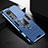 Silicone Matte Finish and Plastic Back Cover Case with Magnetic Finger Ring Stand S01 for Xiaomi Mi 12X 5G Blue