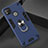 Silicone Matte Finish and Plastic Back Cover Case with Magnetic Finger Ring Stand S01 for Xiaomi Redmi 9C Navy Blue