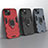 Silicone Matte Finish and Plastic Back Cover Case with Magnetic Finger Ring Stand S02 for Apple iPhone 13